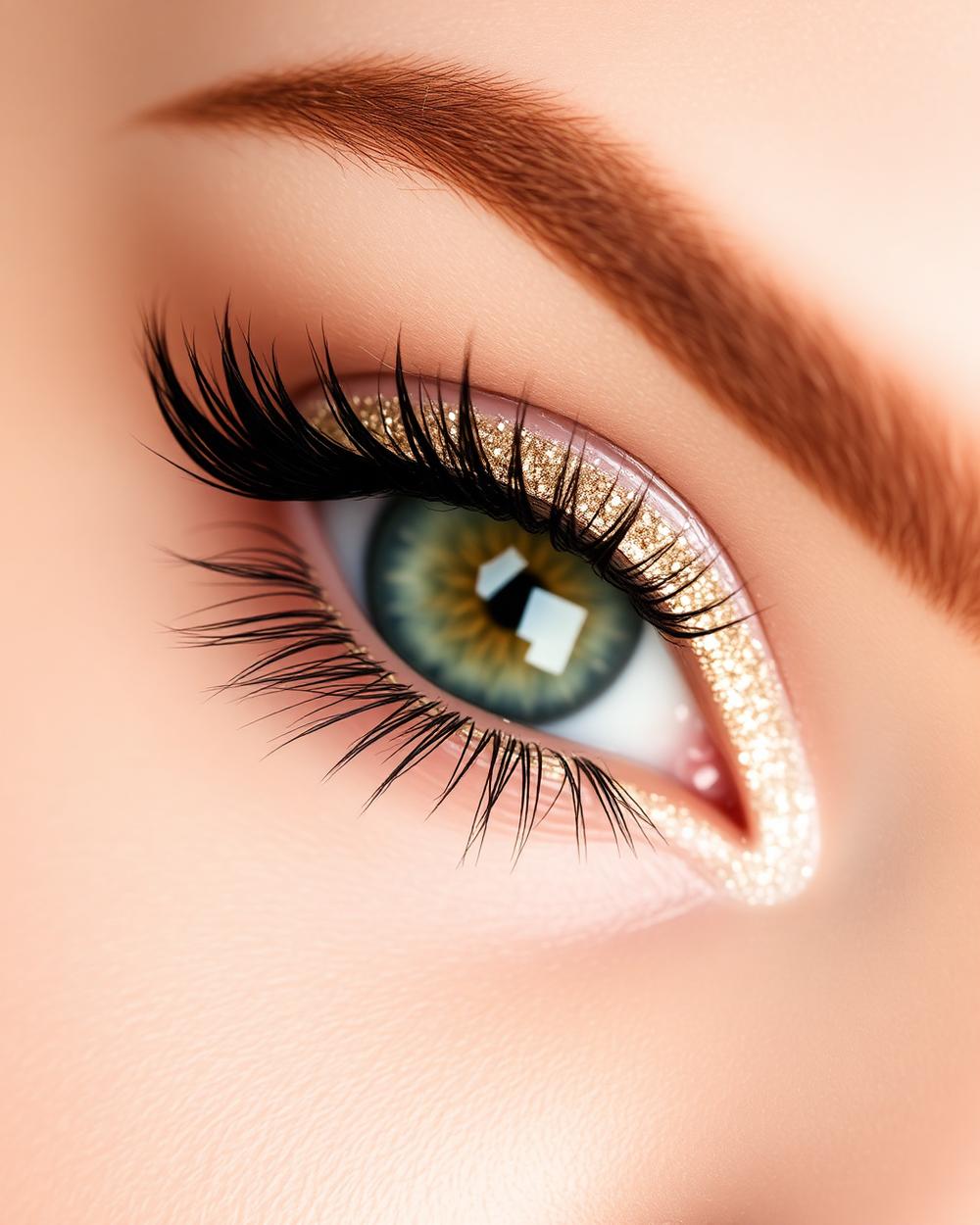 Champagne glitter accent lash detail